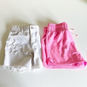 Lot of 2 Big Girl's Summer Shorts Gap Cat & Jack Pink White XL 14 16